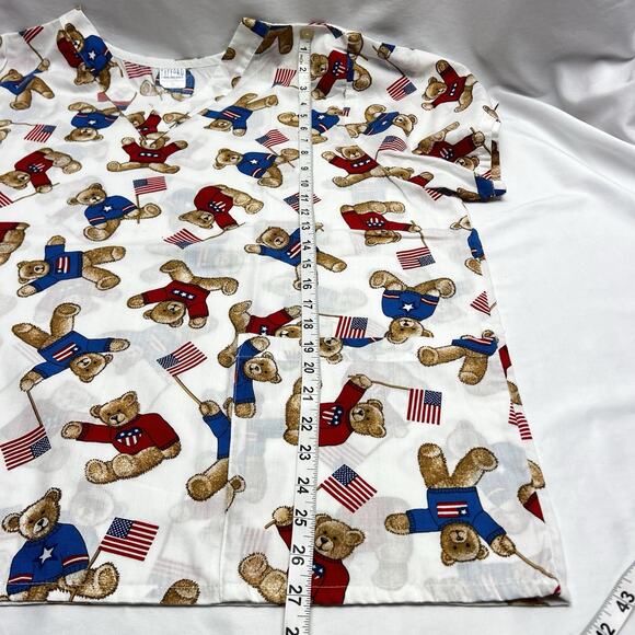 Vintage Scrub Tops Lot of 4 Size L/XL Pockets 4th of July Bears Rubber Ducky - Picture 11 of 13